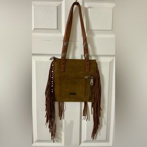 Montana West Tan Suede Fringe Shoulder Bag